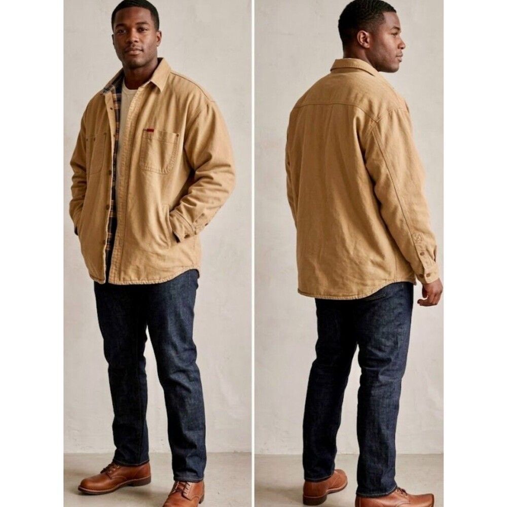 Wolverine Plaid Flannel Lined Cotton Canvas Utility Chore Jacket Shacket XXL